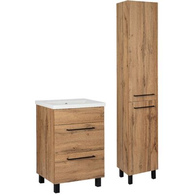 Astor Zestaw Łazienkowy 50cm Dąb Wotan Szafka z Umywalką Słupek Wysoki Sol Astor Zestaw Łazienkowy 50cm Dąb Wotan Szafka z Umywalką Słupek Wysoki Sol