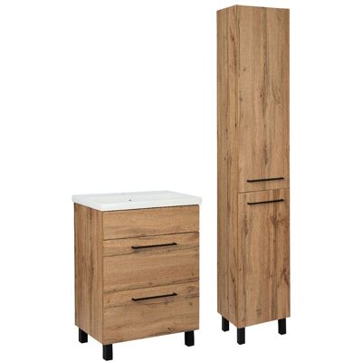 Astor Zestaw Łazienkowy 60cm Dąb Wotan Szafka z Umywalką Słupek Wysoki Sol Astor Zestaw Łazienkowy 60cm Dąb Wotan Szafka z Umywalką Słupek Wysoki Sol