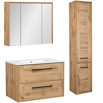 Astor Zestaw Łazienkowy 80cm Vivien Dąb Wotan Słupek Szafka z Lustrem Astor Zestaw Łazienkowy 80cm Vivien Dąb Wotan Słupek Szafka z Lustrem