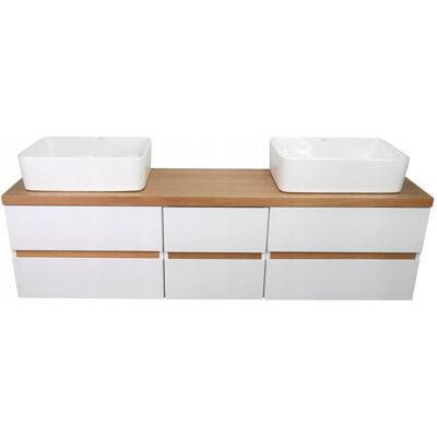 MEBLICO ZESTAW ŁAZIENKOWY POD UMYWALKĘ Z BLATEM DĄB 160 CM MDF LAKIER MEBLICO ZESTAW ŁAZIENKOWY POD UMYWALKĘ Z BLATEM DĄB 160 CM MDF LAKIER
