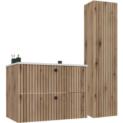 Topeshop Zestaw Łazienkowy Szafka 80 Cm Umywalka Słupek Wiszący 135 Cm Ryflowany Topeshop Zestaw Łazienkowy Szafka 80 Cm Umywalka Słupek Wiszący 135 Cm Ryflowany