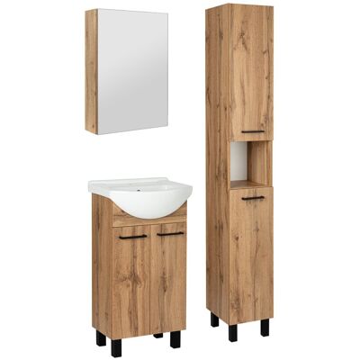 Astor Zestaw Łazienkowy Szafka z Umywalką 45cm Słupek 30cm Szafka z Lustrem Dąb Wotan Lupo Wotan Astor Zestaw Łazienkowy Szafka z Umywalką 45cm Słupek 30cm Szafka z Lustrem Dąb Wotan Lupo Wotan