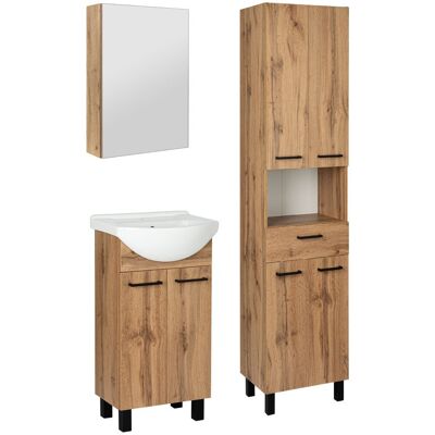 Astor Zestaw Łazienkowy Szafka z Umywalką 45cm Słupek 50cm Szafka z Lustrem Dąb Wotan Lupo Wotan Astor Zestaw Łazienkowy Szafka z Umywalką 45cm Słupek 50cm Szafka z Lustrem Dąb Wotan Lupo Wotan