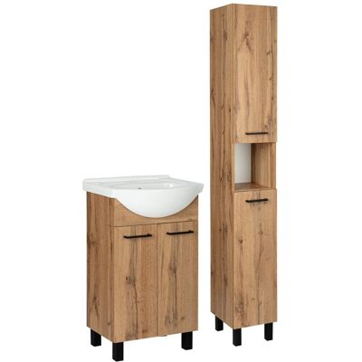 Astor Zestaw Łazienkowy Szafka z Umywalką 50cm Słupek 30cm Dąb Wotan Lupo Wotan Astor Zestaw Łazienkowy Szafka z Umywalką 50cm Słupek 30cm Dąb Wotan Lupo Wotan