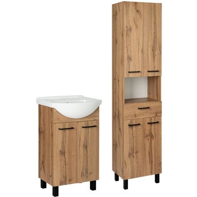 Astor Zestaw Łazienkowy Szafka z Umywalką 50cm Słupek 50cm Dąb Wotan Lupo Wotan Astor Zestaw Łazienkowy Szafka z Umywalką 50cm Słupek 50cm Dąb Wotan Lupo Wotan