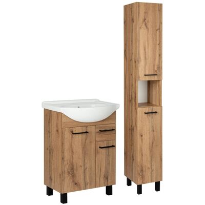 Astor Zestaw Łazienkowy Szafka z Umywalką 55cm Słupek 30cm Dąb Wotan Lupo Wotan Astor Zestaw Łazienkowy Szafka z Umywalką 55cm Słupek 30cm Dąb Wotan Lupo Wotan