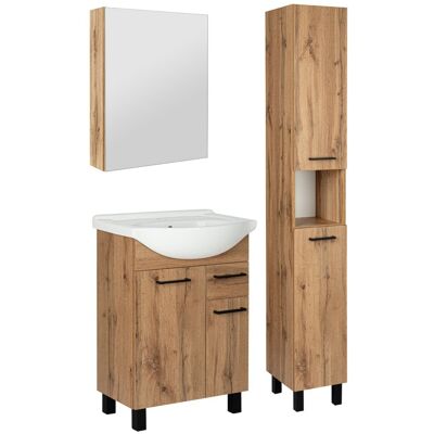Astor Zestaw Łazienkowy Szafka z Umywalką 55cm Słupek 30cm Szafka z Lustrem Dąb Wotan Lupo Wotan Astor Zestaw Łazienkowy Szafka z Umywalką 55cm Słupek 30cm Szafka z Lustrem Dąb Wotan Lupo Wotan
