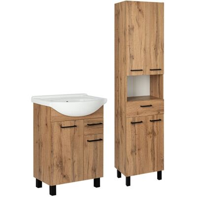 Astor Zestaw Łazienkowy Szafka z Umywalką 55cm Słupek 50cm Dąb Wotan Lupo Wotan Astor Zestaw Łazienkowy Szafka z Umywalką 55cm Słupek 50cm Dąb Wotan Lupo Wotan