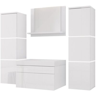 3xE Living Zestaw mebli do łazienki, Biały Matowy / Biały Błyszczący, 120 x 110 cm 3xE Living Zestaw mebli do łazienki, Biały Matowy / Biały Błyszczący, 120 x 110 cm