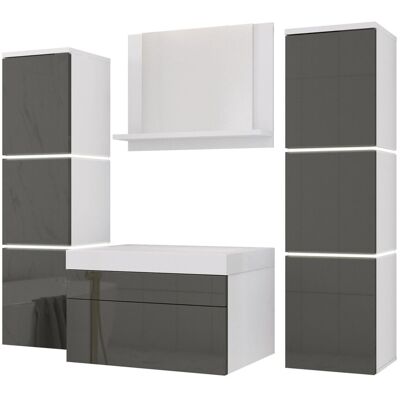 3xE Living Zestaw mebli do łazienki : Biały Matowy/Szary Połysk, 120 x 110 cm 3xE Living Zestaw mebli do łazienki : Biały Matowy/Szary Połysk, 120 x 110 cm