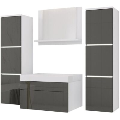 3xE Living Zestaw mebli do łazienki, Biały Matowy/Szary Połysk, 120 x 110 cm 3xE Living Zestaw mebli do łazienki, Biały Matowy/Szary Połysk, 120 x 110 cm