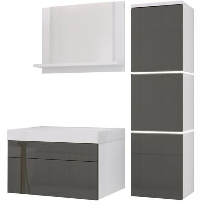 3xE Living Zestaw mebli do łazienki : Biały Matowy/Szary Połysk, 90 x 110 cm 3xE Living Zestaw mebli do łazienki : Biały Matowy/Szary Połysk, 90 x 110 cm