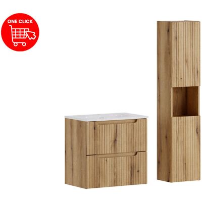 Comad Zestaw mebli łazienkowych 60cm z umywalką SKY i szafką wysoką Nova Coast Evoke Comad Zestaw mebli łazienkowych 60cm z umywalką SKY i szafką wysoką Nova Coast Evoke