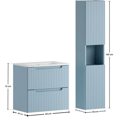 Comad Zestaw mebli łazienkowych 60cm z umywalką SKY i szafką wysoką Nova Denim Comad Zestaw mebli łazienkowych 60cm z umywalką SKY i szafką wysoką Nova Denim