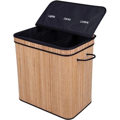 Galicja Bambusowy Kosz Na Pranie 3-Komorowy 150l Naturalny Bamboo Galicja Bambusowy Kosz Na Pranie 3-Komorowy 150l Naturalny Bamboo