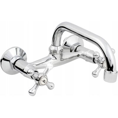 Bateria Umywalkowa Ścienna Łazienkowa Chrom Retro Hydroland Bateria Umywalkowa Ścienna Łazienkowa Chrom Retro Hydroland