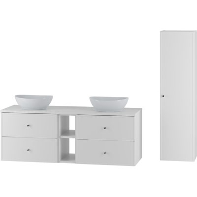Inny producent Biały Zestaw Do Łazienki 140cm Szafka Regał Blat Umywalka Słupek Marco Inny producent Biały Zestaw Do Łazienki 140cm Szafka Regał Blat Umywalka Słupek Marco