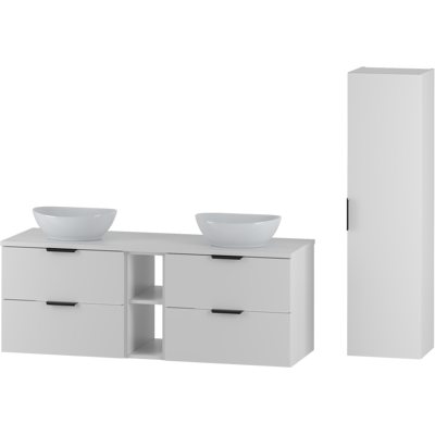 Inny producent Biały Zestaw Do Łazienki 140cm Szafka Regał Blat Umywalka Słupek Pile Inny producent Biały Zestaw Do Łazienki 140cm Szafka Regał Blat Umywalka Słupek Pile