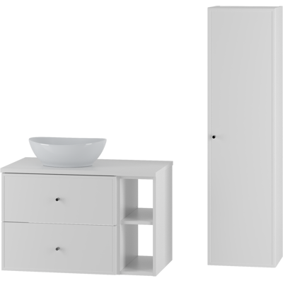 Inny producent Biały Zestaw Do Łazienki 80cm Szafka Regał Blat Umywalka Słupek Marco Inny producent Biały Zestaw Do Łazienki 80cm Szafka Regał Blat Umywalka Słupek Marco