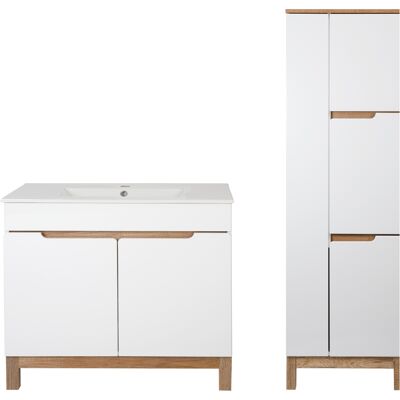 Astor Biały Zestaw Mebli Łazienkowych 80cm Szafka z Umywalką Słupek na Mopa Spek Astor Biały Zestaw Mebli Łazienkowych 80cm Szafka z Umywalką Słupek na Mopa Spek