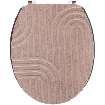 TENDANCE Deska Sedesowa Riva Blush Mdf Pudrowy Beż Z Geometrycznym Wzorem 37,5 X 46 Cm Ze Stalowymi Zawiasami TENDANCE Deska Sedesowa Riva Blush Mdf Pudrowy Beż Z Geometrycznym Wzorem 37,5 X 46 Cm Ze Stalowymi Zawiasami
