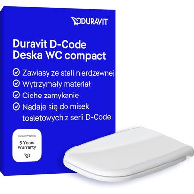 Duravit Deska Sedesowa Wolnoopadająca D-Code Kompakt Biała Duroplast 44,3x35,9 Cm Duravit Deska Sedesowa Wolnoopadająca D-Code Kompakt Biała Duroplast 44,3x35,9 Cm