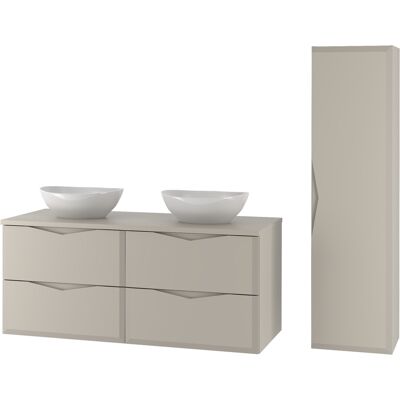 Inny producent Kaszmirowy Zestaw Łazienkowy 120cm Szafka z Blatem Umywalka Słupek Delica Inny producent Kaszmirowy Zestaw Łazienkowy 120cm Szafka z Blatem Umywalka Słupek Delica