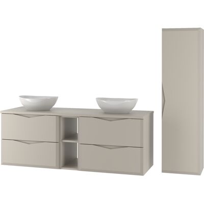 Inny producent Kaszmirowy Zestaw Łazienkowy 140cm Szafka z Blatem Regał Umywalka Słupek Delica Inny producent Kaszmirowy Zestaw Łazienkowy 140cm Szafka z Blatem Regał Umywalka Słupek Delica