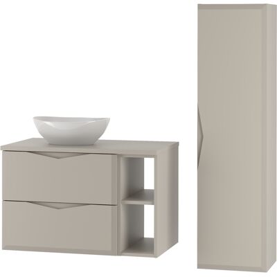 Inny producent Kaszmirowy Zestaw Łazienkowy 80cm Szafka z Blatem Umywalka Regał Słupek Delica Inny producent Kaszmirowy Zestaw Łazienkowy 80cm Szafka z Blatem Umywalka Regał Słupek Delica