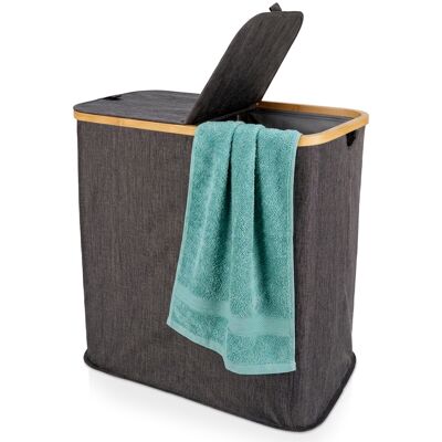 Bathroom Solutions Kosz Na Pranie Składany Dwukomorowy Szary 90 L Bathroom Solutions Kosz Na Pranie Składany Dwukomorowy Szary 90 L