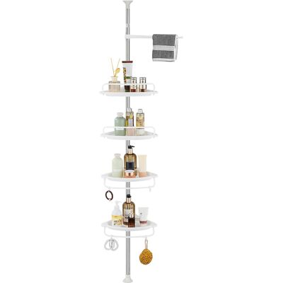 GRICOL Narożna Półka Łazienkowa Regulowana 95-305 Cm Z 4 Półkami, Biała GRICOL Narożna Półka Łazienkowa Regulowana 95-305 Cm Z 4 Półkami, Biała