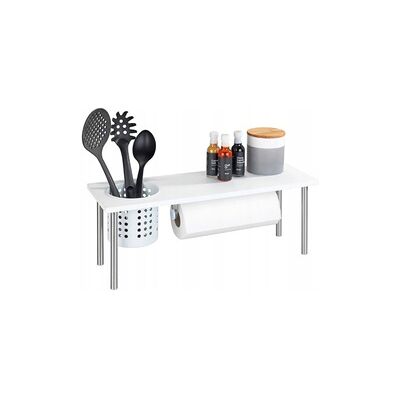WENKO Półka Kuchenna Biała Na Blat Mdf Z Uchwytem Na Ręcznik Papierowy 55 X 21 Cm WENKO Półka Kuchenna Biała Na Blat Mdf Z Uchwytem Na Ręcznik Papierowy 55 X 21 Cm