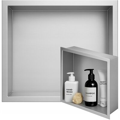 Hydrosan PÓŁKA ŁAZIENKOWA WNĘKOWA IGA Z KOŁNIERZEM CHROM 30X20X10 CM Hydrosan PÓŁKA ŁAZIENKOWA WNĘKOWA IGA Z KOŁNIERZEM CHROM 30X20X10 CM