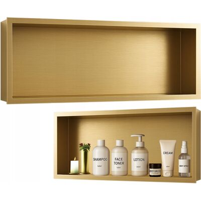 Hydrosan PÓŁKA ŁAZIENKOWA WNĘKOWA IGA Z KOŁNIERZEM ZŁOTA 90X30X10 CM Hydrosan PÓŁKA ŁAZIENKOWA WNĘKOWA IGA Z KOŁNIERZEM ZŁOTA 90X30X10 CM