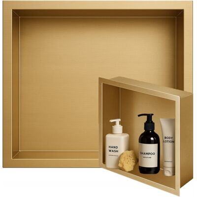 Hydrosan PÓŁKA ŁAZIENKOWA WNĘKOWA IGA Z KOŁNIERZEM ZŁOTY 30X20X10 CM Hydrosan PÓŁKA ŁAZIENKOWA WNĘKOWA IGA Z KOŁNIERZEM ZŁOTY 30X20X10 CM