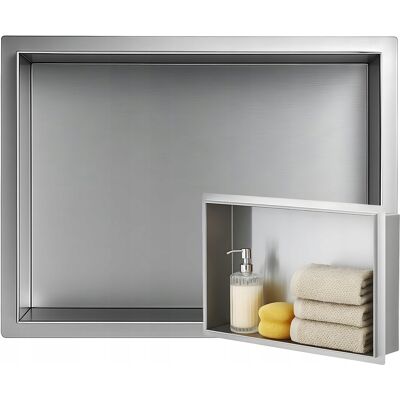 Hydrosan PÓŁKA ŁAZIENKOWA WNĘKOWA UNO BEZ KOŁNIERZA CHROM 45X30X7 CM Hydrosan PÓŁKA ŁAZIENKOWA WNĘKOWA UNO BEZ KOŁNIERZA CHROM 45X30X7 CM