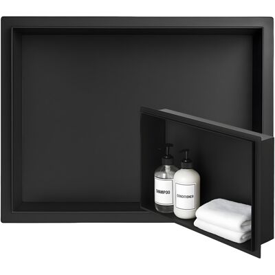 Hydrosan PÓŁKA ŁAZIENKOWA WNĘKOWA UNO BEZ KOŁNIERZA CZARNA 45X30X7 CM Hydrosan PÓŁKA ŁAZIENKOWA WNĘKOWA UNO BEZ KOŁNIERZA CZARNA 45X30X7 CM