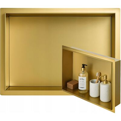 Hydrosan PÓŁKA ŁAZIENKOWA WNĘKOWA UNO BEZ KOŁNIERZA ZŁOTA 45X30X10 CM Hydrosan PÓŁKA ŁAZIENKOWA WNĘKOWA UNO BEZ KOŁNIERZA ZŁOTA 45X30X10 CM