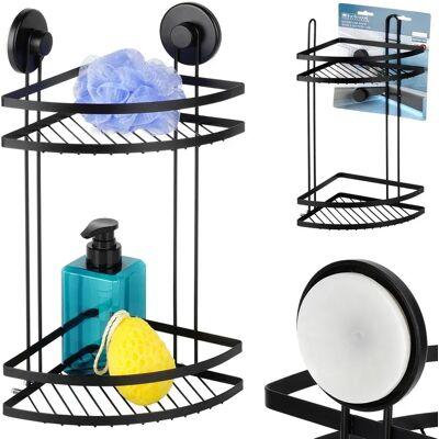 Bathroom Solutions Półka Pod Prysznic Metalowa Czarna Na Przyssawki Narożna Dwupoziomowa 24x18x38 Cm Bathroom Solutions Półka Pod Prysznic Metalowa Czarna Na Przyssawki Narożna Dwupoziomowa 24x18x38 Cm