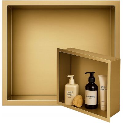 Hydrosan PÓŁKA WNĘKOWA ŁAZIENKOWA ŚCIENNA IGA Z KOŁNIERZEM ZŁOTA 30X30X7 CM Hydrosan PÓŁKA WNĘKOWA ŁAZIENKOWA ŚCIENNA IGA Z KOŁNIERZEM ZŁOTA 30X30X7 CM