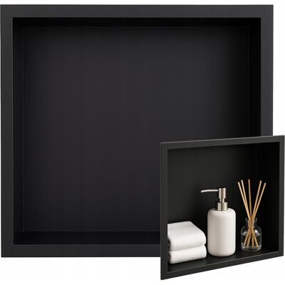 Hydrosan PÓŁKA WNĘKOWA ŁAZIENKOWA ŚCIENNA Z KOŁNIERZEM IGA 30X30X10 CM CZARNA Hydrosan PÓŁKA WNĘKOWA ŁAZIENKOWA ŚCIENNA Z KOŁNIERZEM IGA 30X30X10 CM CZARNA