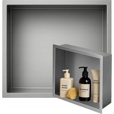 Hydrosan PÓŁKA WNĘKOWA ŁAZIENKOWA ŚCIENNA Z KOŁNIERZEM IGA 30X30X7 CM CHROM Hydrosan PÓŁKA WNĘKOWA ŁAZIENKOWA ŚCIENNA Z KOŁNIERZEM IGA 30X30X7 CM CHROM