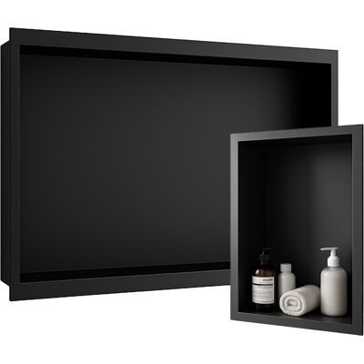 Hydrosan PÓŁKA WNĘKOWA ŁAZIENKOWA ŚCIENNA Z KOŁNIERZEM IGA 45X30X10 CM CZARNA Hydrosan PÓŁKA WNĘKOWA ŁAZIENKOWA ŚCIENNA Z KOŁNIERZEM IGA 45X30X10 CM CZARNA