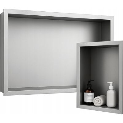Hydrosan PÓŁKA WNĘKOWA ŁAZIENKOWA ŚCIENNA Z KOŁNIERZEM IGA 45X30X7 CM CHROM Hydrosan PÓŁKA WNĘKOWA ŁAZIENKOWA ŚCIENNA Z KOŁNIERZEM IGA 45X30X7 CM CHROM