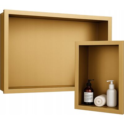 Hydrosan PÓŁKA WNĘKOWA ŁAZIENKOWA ŚCIENNA Z KOŁNIERZEM IGA 45X30X7 CM ZŁOTA Hydrosan PÓŁKA WNĘKOWA ŁAZIENKOWA ŚCIENNA Z KOŁNIERZEM IGA 45X30X7 CM ZŁOTA
