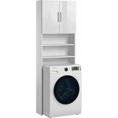 Trend Home Regał Łazienkowy Nad Pralkę 190 Cm Szafka Łazienkowa Biały Połysk Trend Home Regał Łazienkowy Nad Pralkę 190 Cm Szafka Łazienkowa Biały Połysk