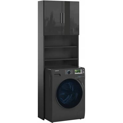 Trend Home Regał Łazienkowy Nad Pralkę 190 Cm Szafka Łazienkowa Czarny Połysk Trend Home Regał Łazienkowy Nad Pralkę 190 Cm Szafka Łazienkowa Czarny Połysk