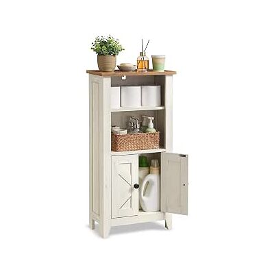 Szafka Łazienkowa Wąska 21,5x43x85,5cm Biało-Brązowa Songmics Szafka Łazienkowa Wąska 21,5x43x85,5cm Biało-Brązowa Songmics