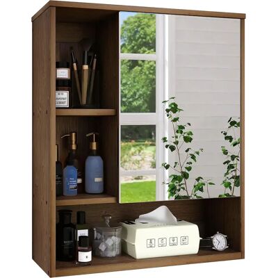 HOME Szafka Łazienkowa Z Lustrem Wisząca Bambusowa 55,5x16x61,3 Cm Orzech HOME Szafka Łazienkowa Z Lustrem Wisząca Bambusowa 55,5x16x61,3 Cm Orzech