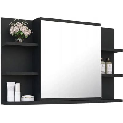 BETTER HOME Szafka Lustrzana Łazienkowa Szafka Z Lustremi Półkami 80/50 Cm Czarna BETTER HOME Szafka Lustrzana Łazienkowa Szafka Z Lustremi Półkami 80/50 Cm Czarna